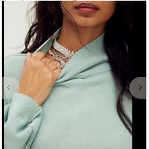 Free People So High So Low Cashmere Mockneck Sweater in Size S Seafoam NWT